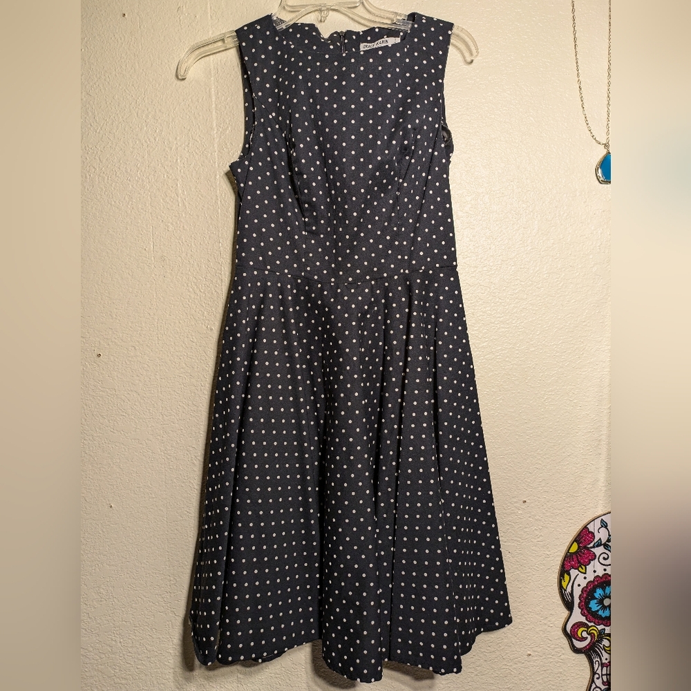 Grace Karin Elegant Black Polka Dot Dress Size Small